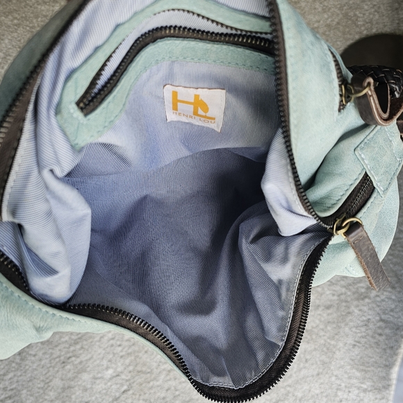 Henri Lou Suede Teal Blue Green Shoulder Bag - Picture 7 of 17